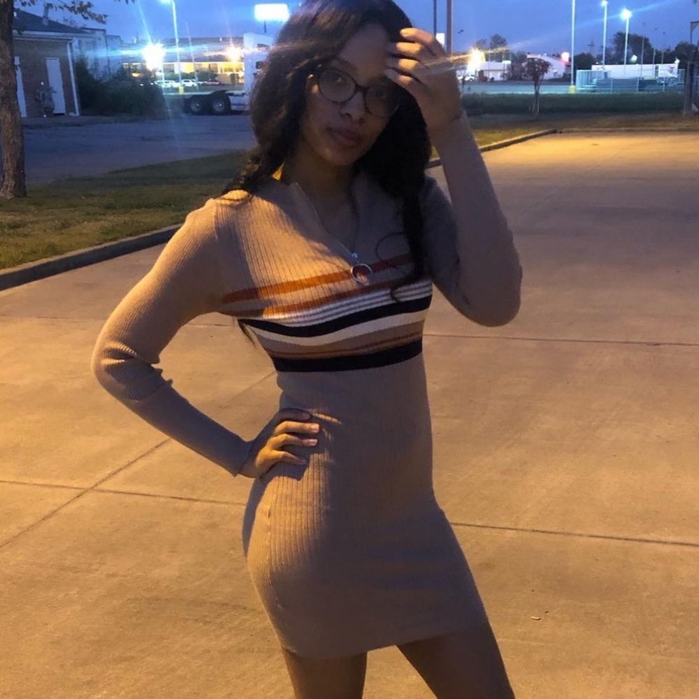 Back At It Sweater Mini Dress - Khaki